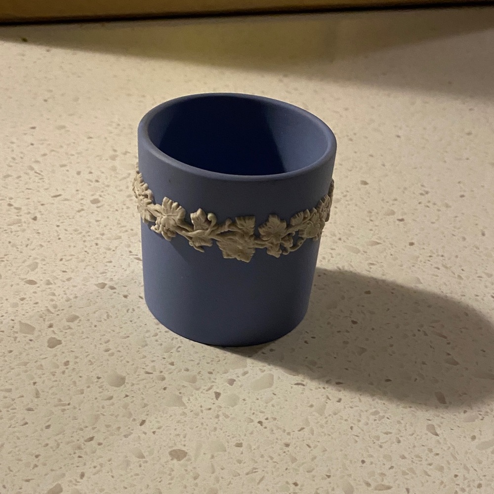 WEDGEWOOD blue jasoerware white trim tiny cup